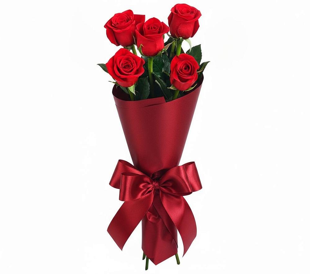 5 Красных роз Эдлесс Лав в Назарово Букет 5 Красных роз Эдлесс Лав в Назарово