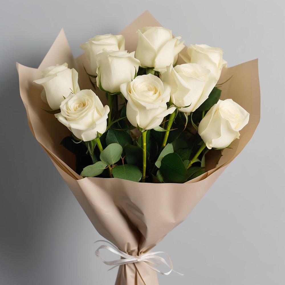 9 Белых роз Эдлесс Лав в Назарово Букет 9 Белых роз Эдлесс Лав в Назарово