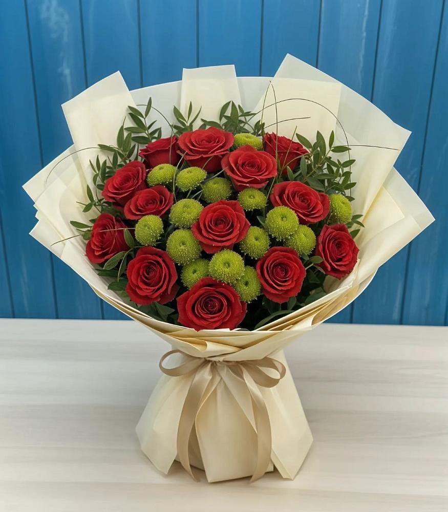 Букет Стихотворение в Назарово Букет цветов из: Розы и Хризантемы в Назарово