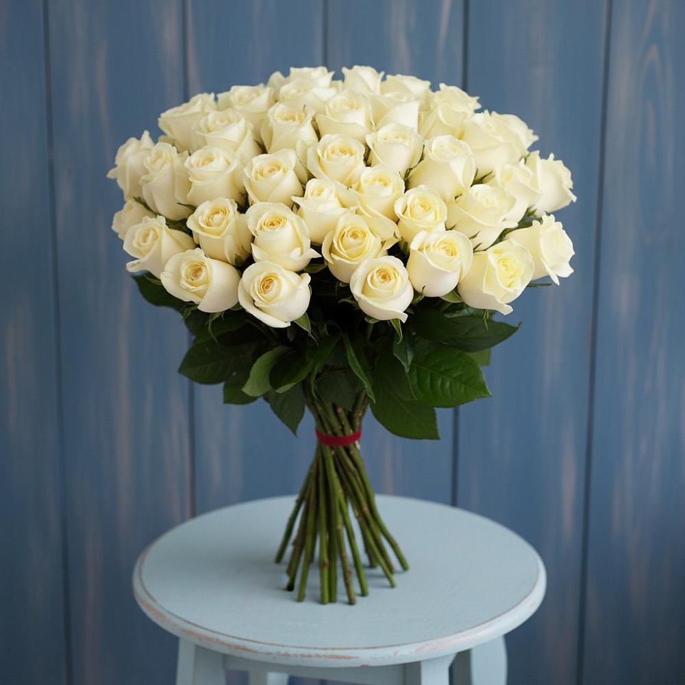 51 Белая роза Эдлесс Лав в Назарово Букет 51 Белая роза Эдлесс Лав в Назарово