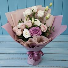 Букет Легкое дыхание в Назарово Букет цветов из:  Розы и Лизиантусы в Назарово