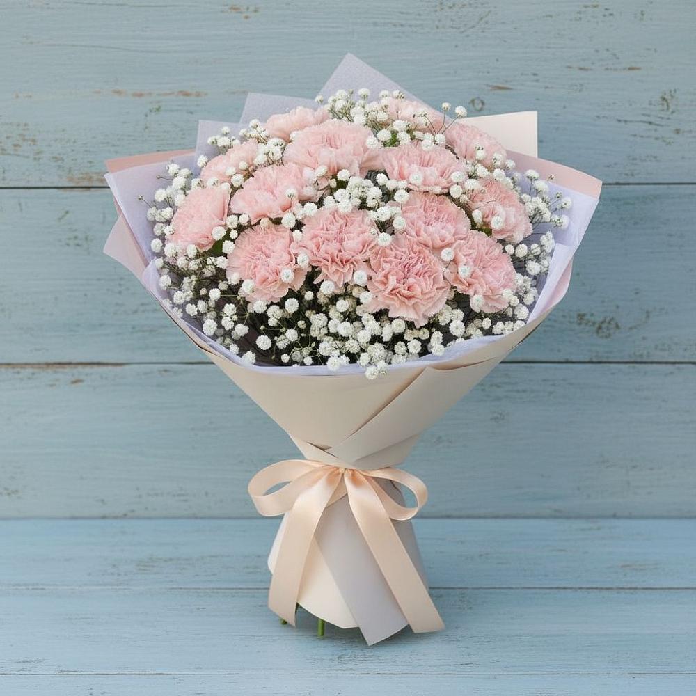 Букет Нежность рассвета в Назарово Букет цветов из: Гвоздики в Назарово
