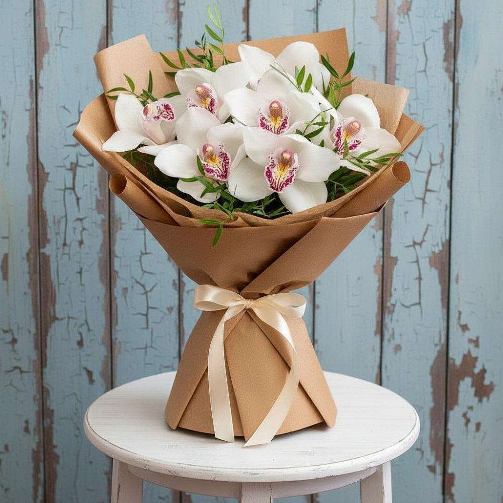 Букет Белые орхидеи в Назарово Букет цветов из: Орхидеи и Розы в Назарово