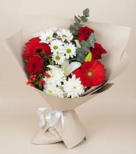 Букет цветов из:  Розы, Хризантемы, Герберы и Лилии в Назарово