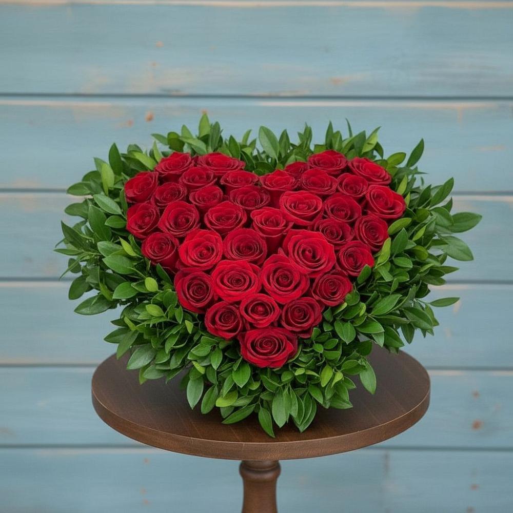 Композиция Сердце в любви в Назарово Цветочная композиция из Розы в виде сердца в Назарово