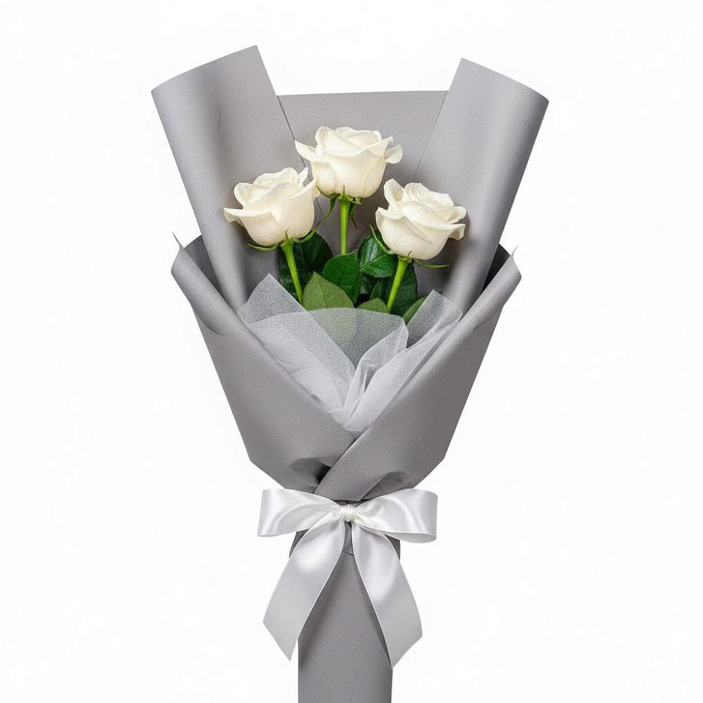 Букет 3 белые розы в Назарово Букет 3 белые розы в Назарово