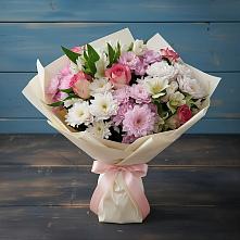 Букет цветов из:  Хризантемы, Альстромерии и Розы в Назарово