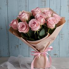 9 розовых роз в Назарово Букет цветов из:  Розы в Назарово