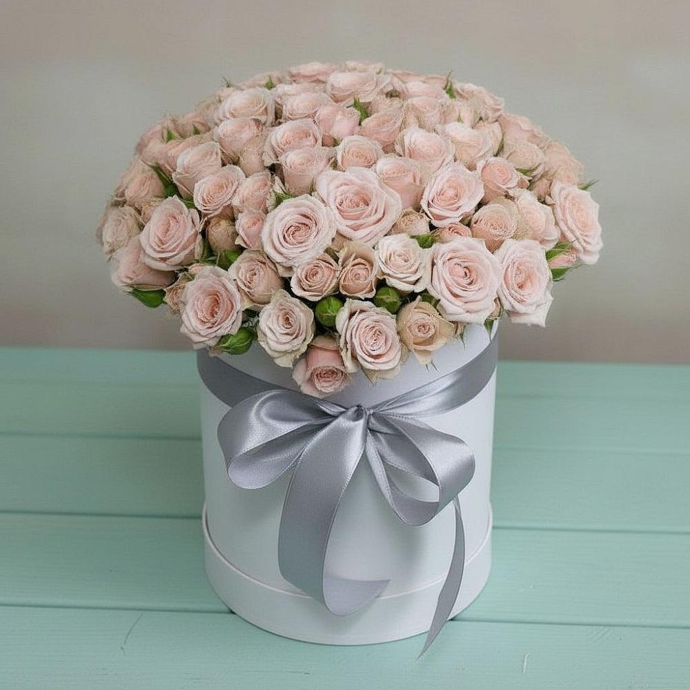 Композиция утонченная красота в Назарово Цветочная композиция из Розы в шляпной коробке в Назарово